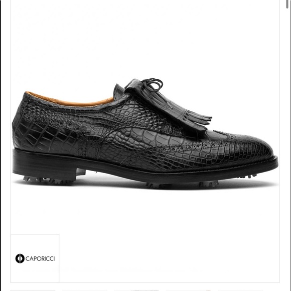 CAPORICCI REAL alligator golf shoes in Black - Picture 2 of 7